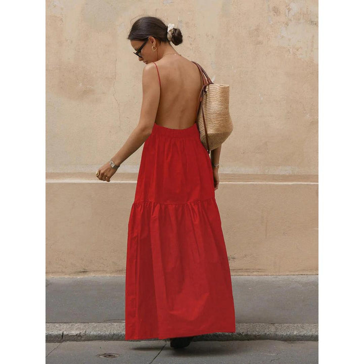 Women Backless Sleeveless Maxi Dress