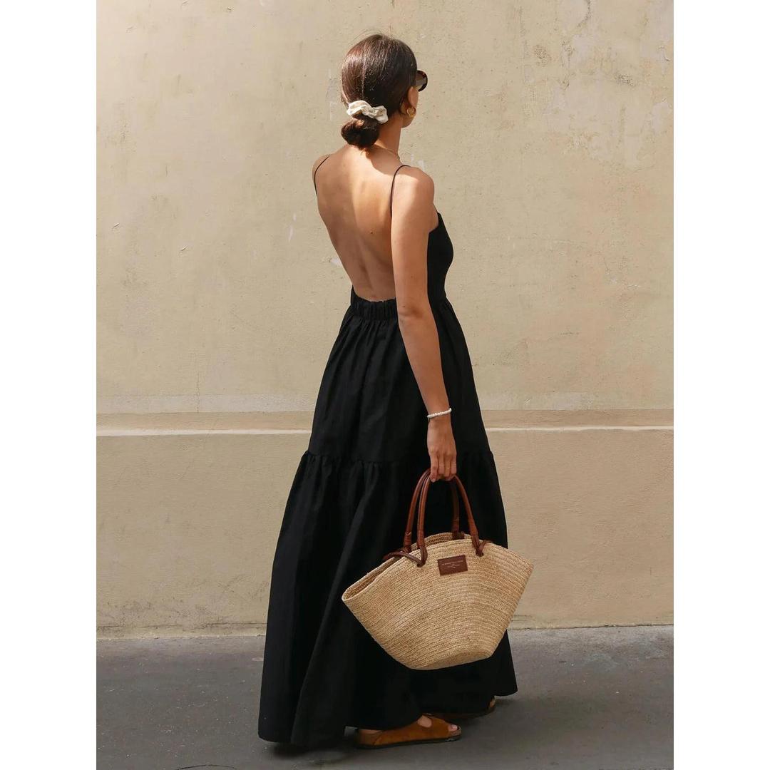 Women Backless Sleeveless Maxi Dress