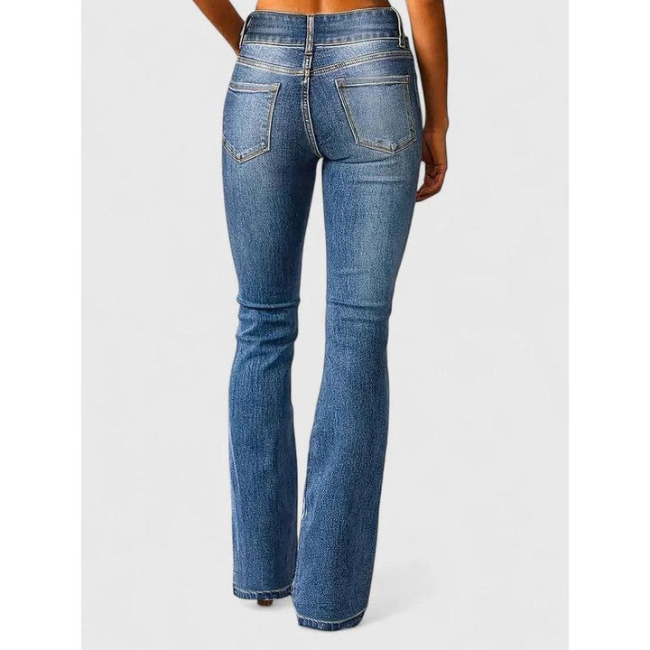 Women Denim Flared Jeans High Waist