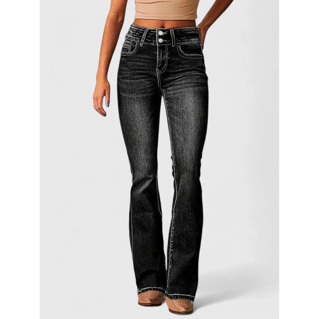 Women Denim Flared Jeans High Waist