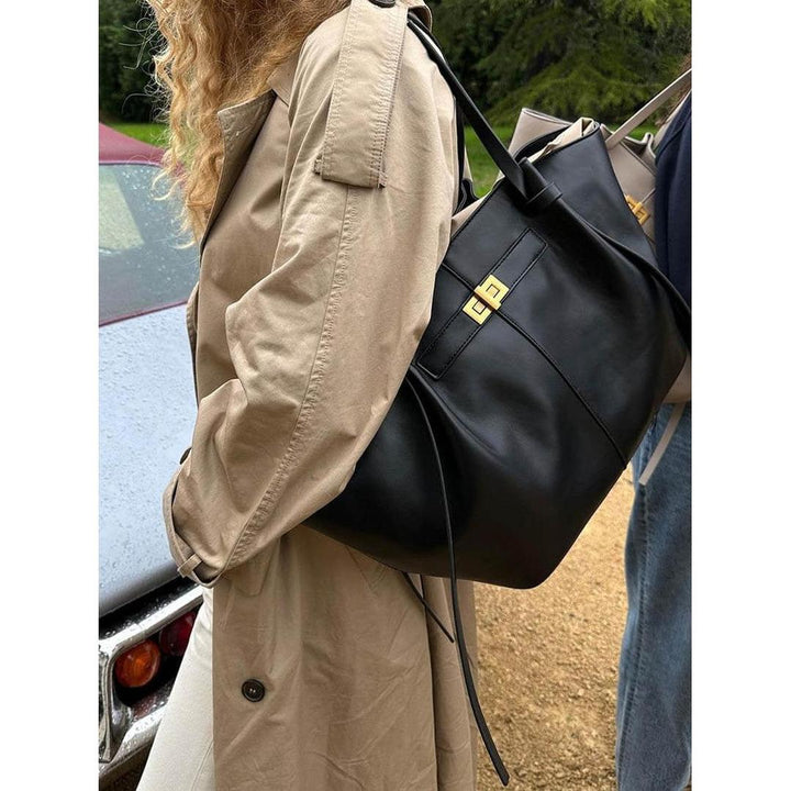 Women Shopper Handbag Smooth Surface Double Handle