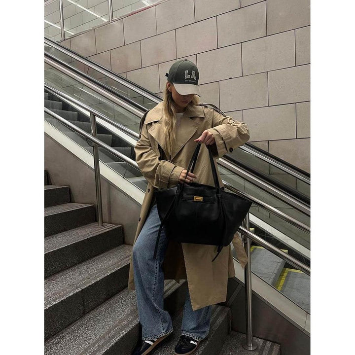 Women Shopper Handbag Smooth Surface Double Handle