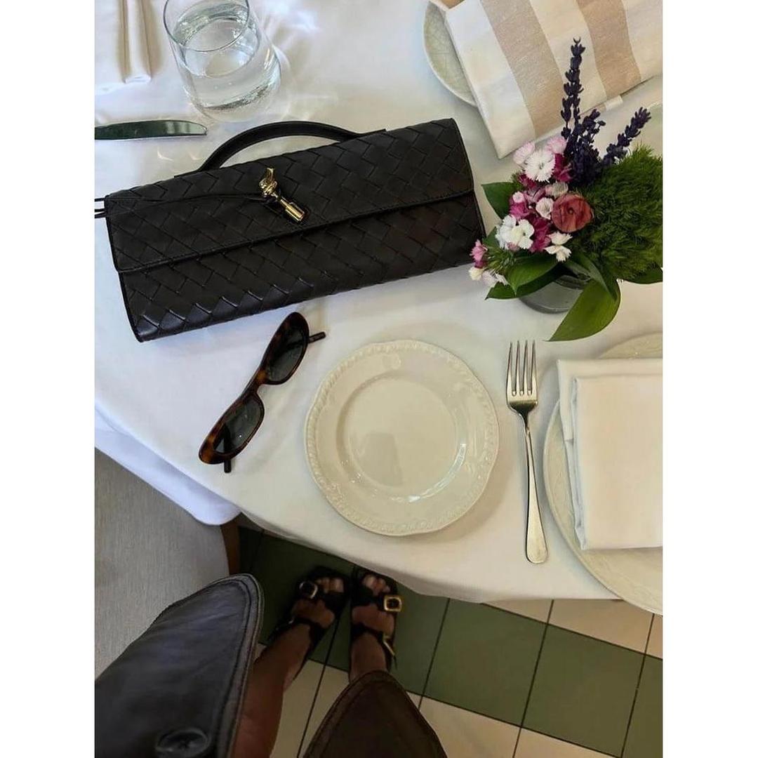 Women Handbag Woven Texture Flap Closure