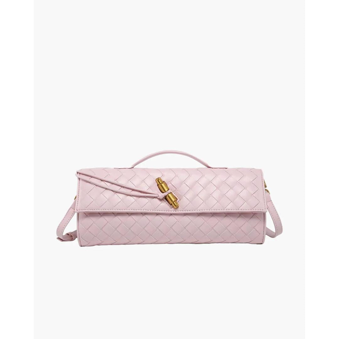 Women Handbag Woven Texture Flap Closure