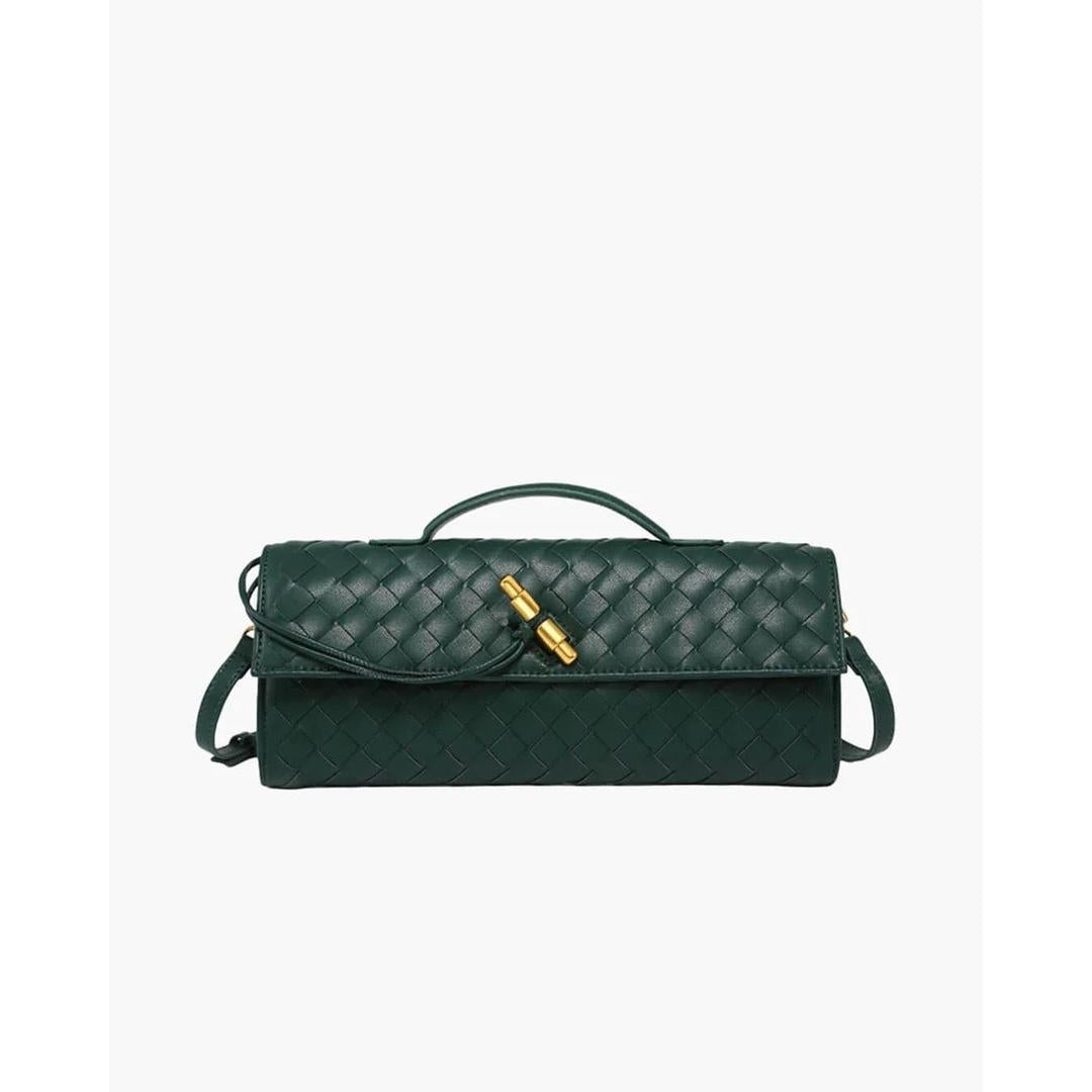 Women Handbag Woven Texture Flap Closure