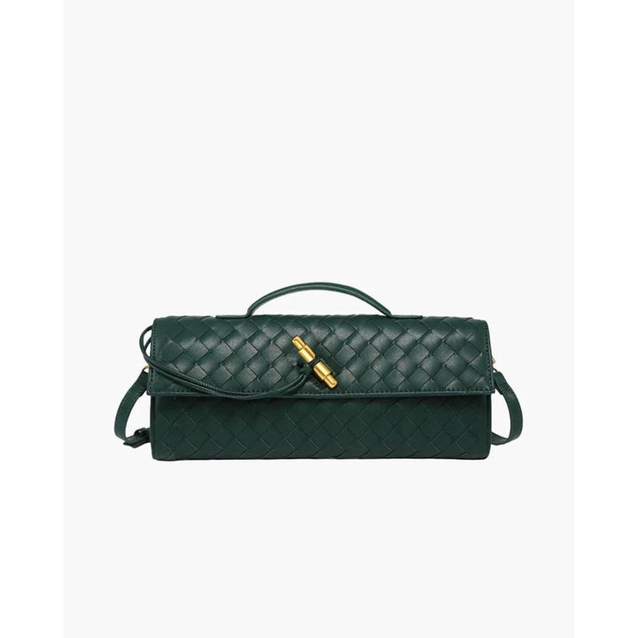 Women Handbag Woven Texture Flap Closure