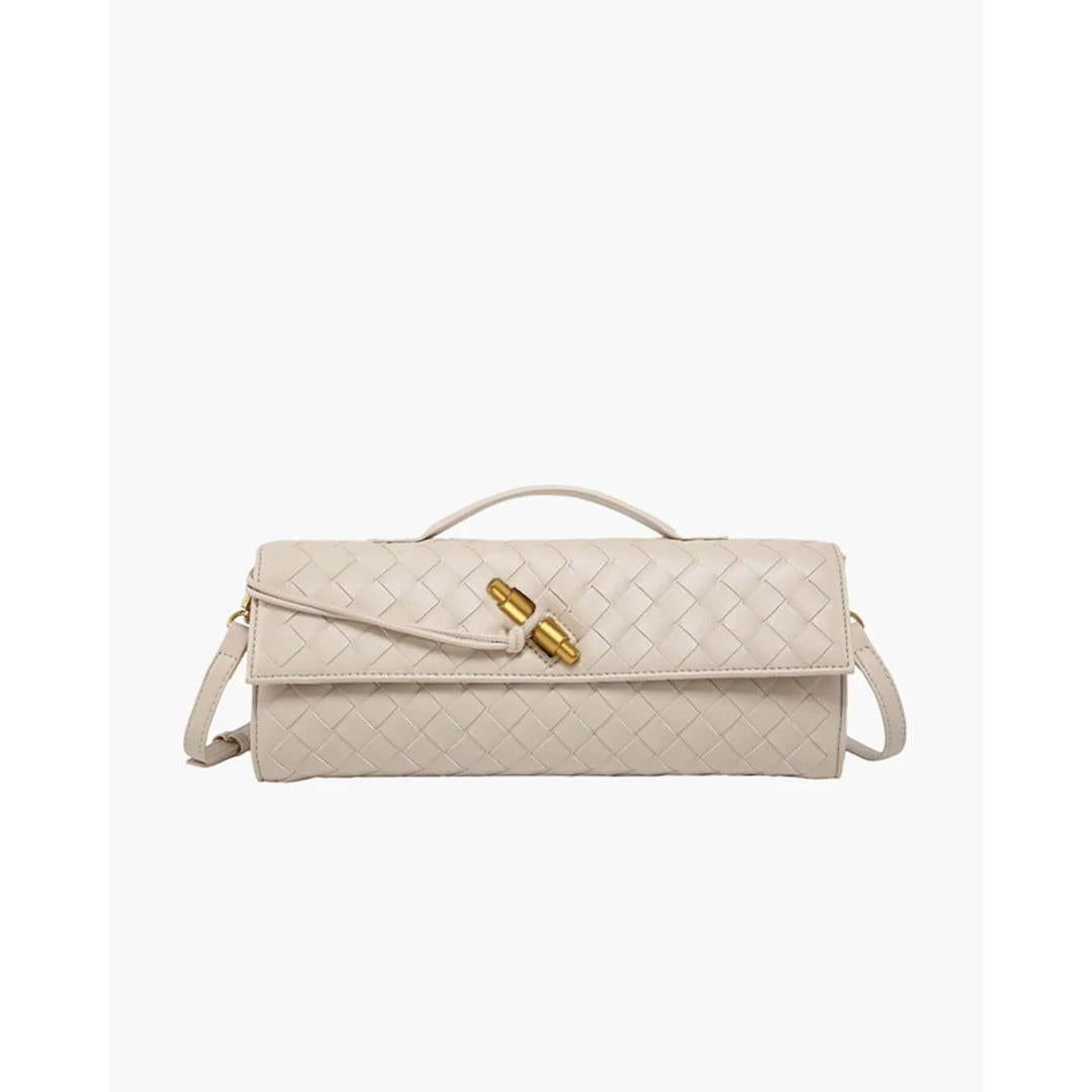 Women Handbag Woven Texture Flap Closure