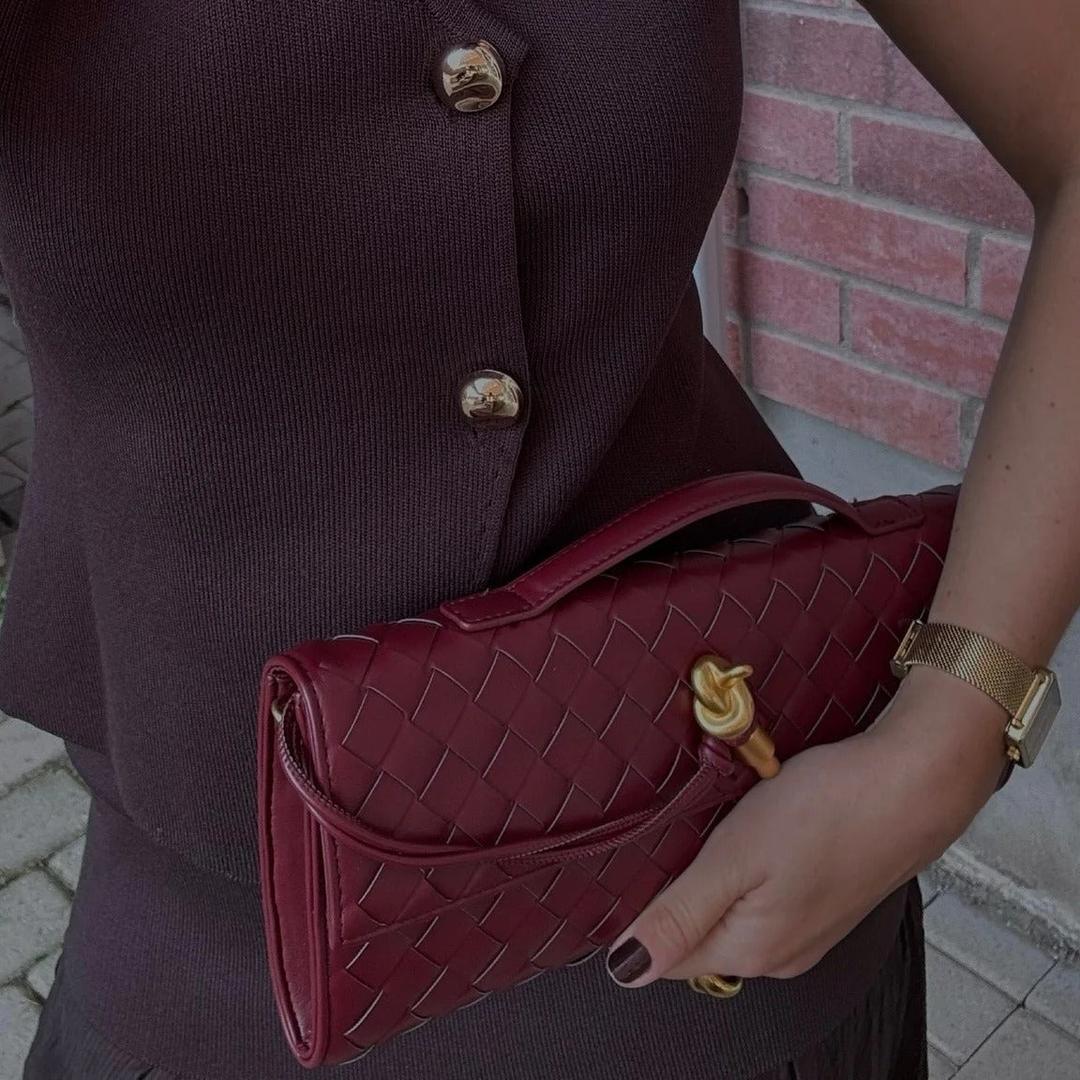 Women Handbag Woven Texture Flap Closure