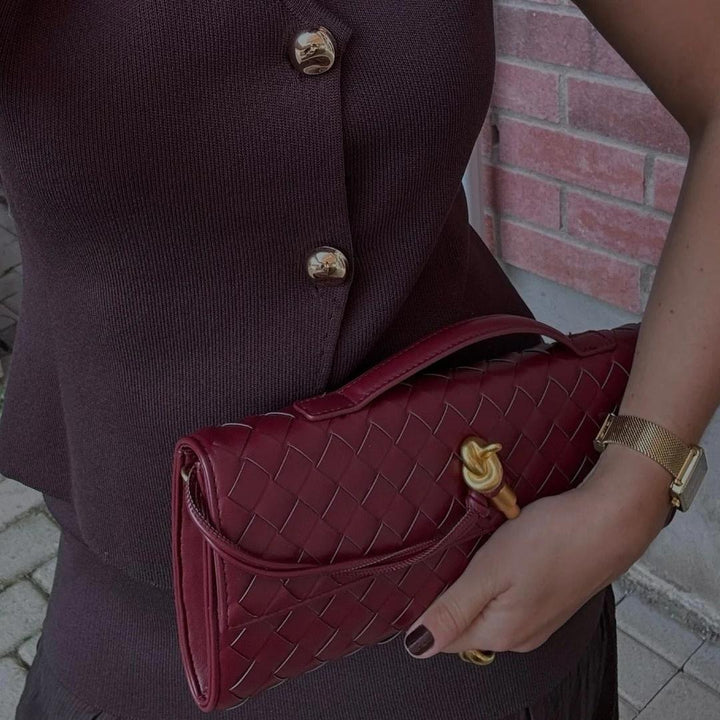 Women Handbag Woven Texture Flap Closure
