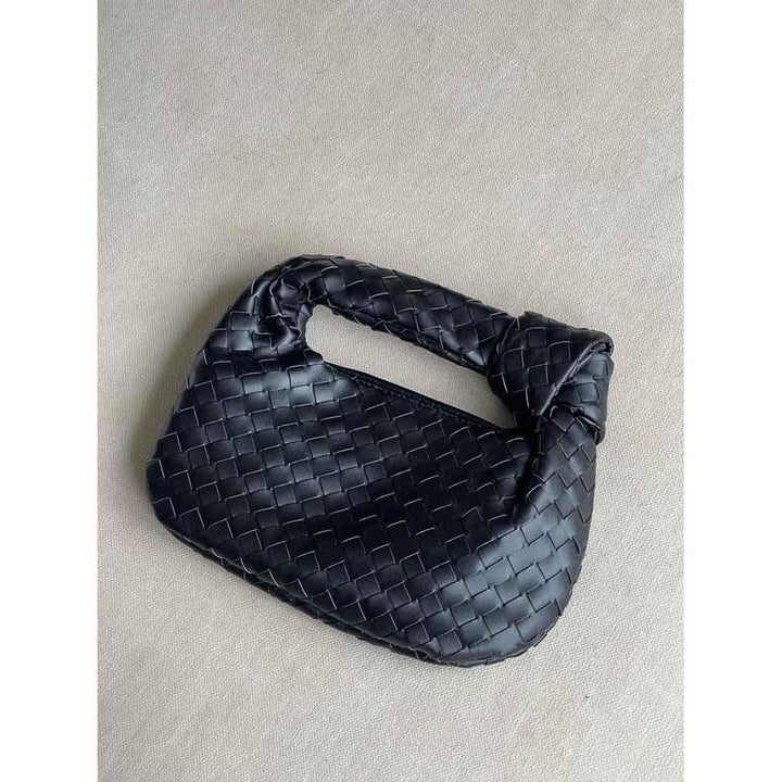 Women Handbag Woven Texture Rounded Shape Top Handle