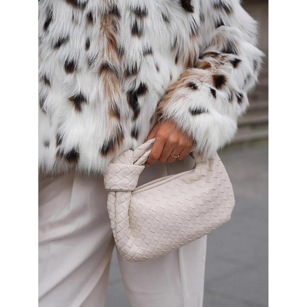 Women Handbag Woven Texture Rounded Shape Top Handle