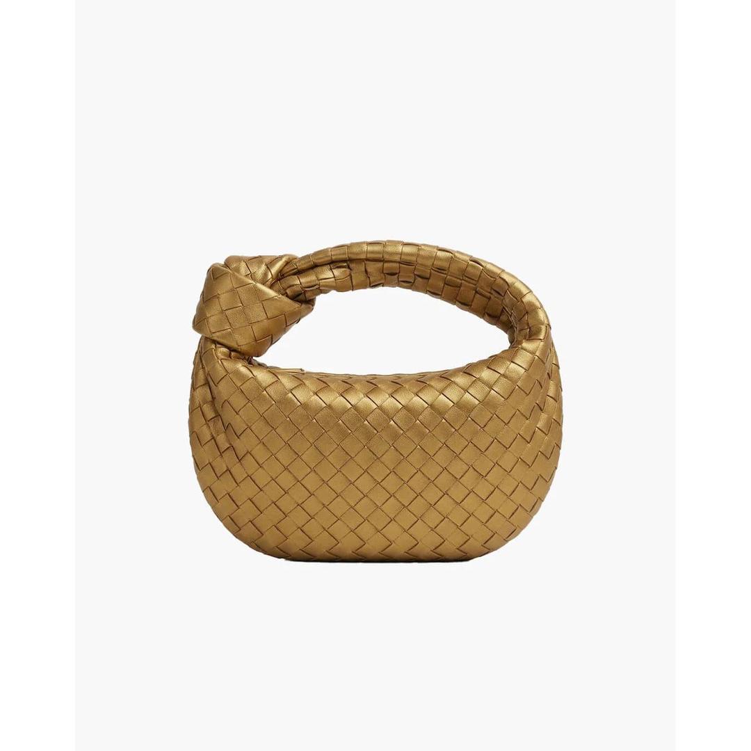 Women Handbag Woven Texture Rounded Shape Top Handle
