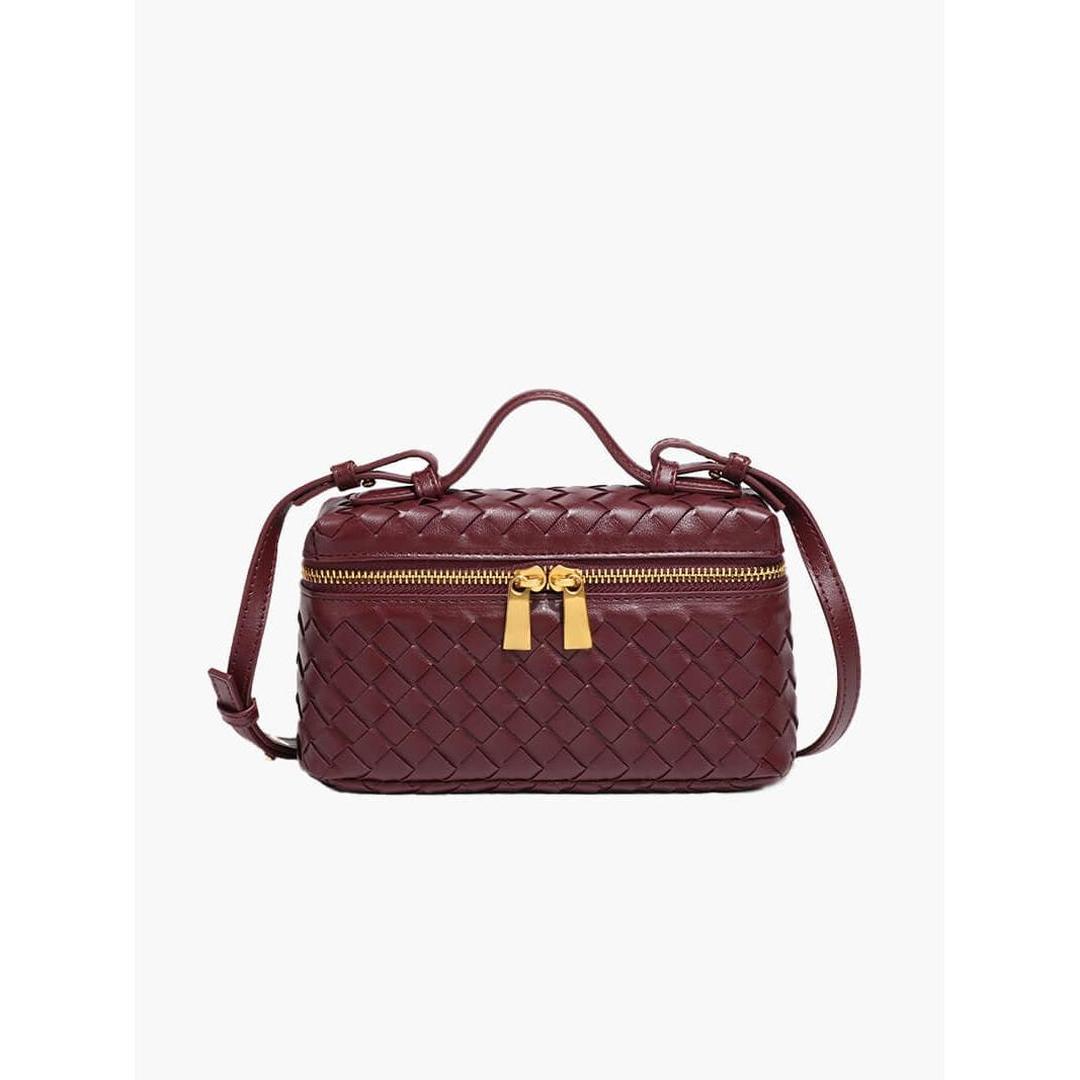 Women Handbag Woven Texture Zip Closure Top Handle
