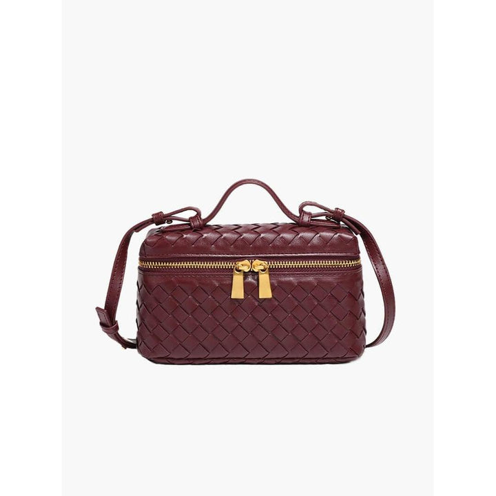Women Handbag Woven Texture Zip Closure Top Handle