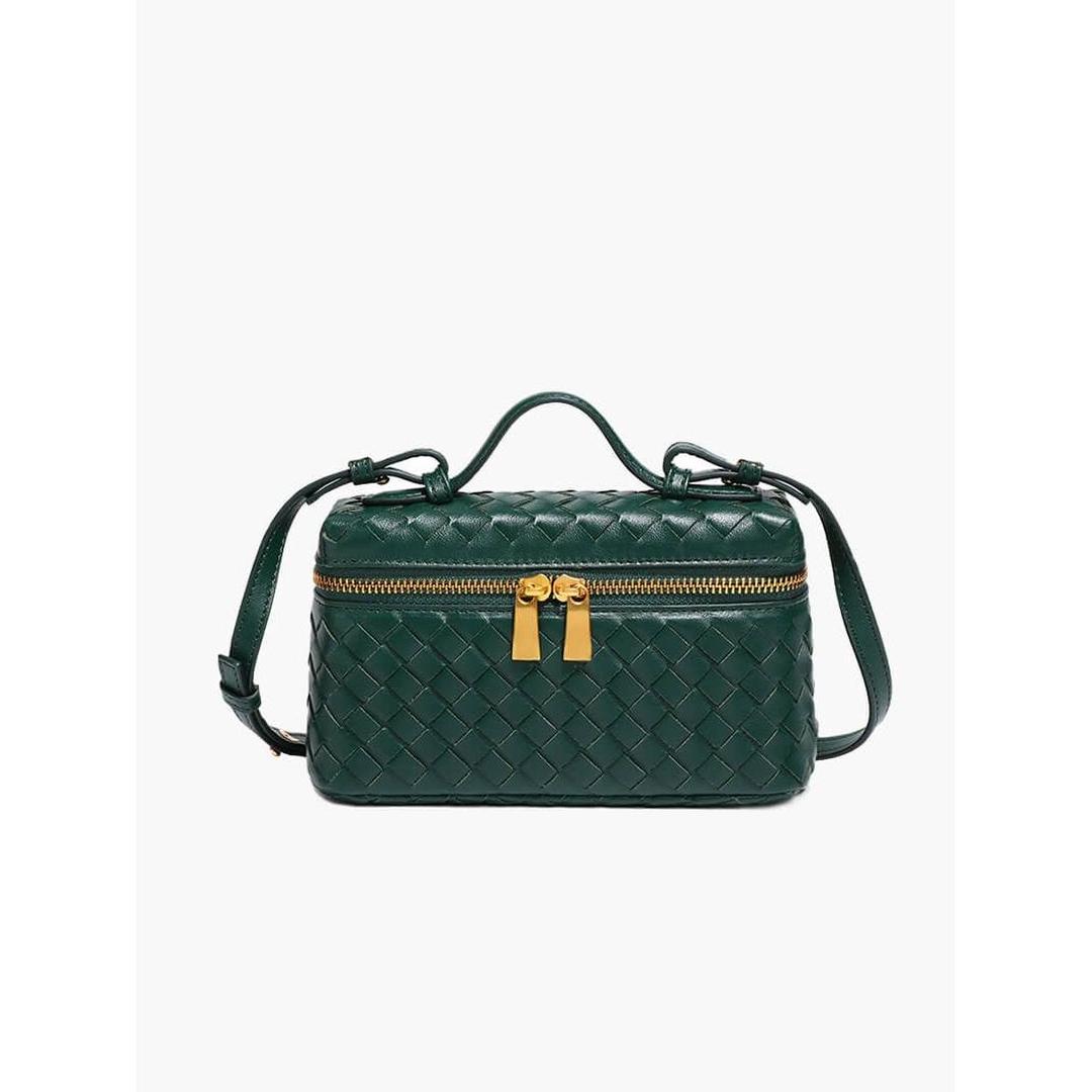 Women Handbag Woven Texture Zip Closure Top Handle