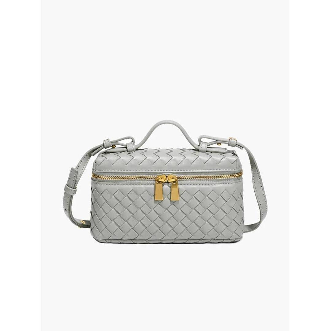 Women Handbag Woven Texture Zip Closure Top Handle