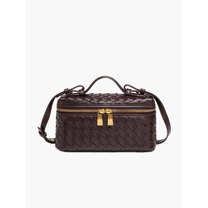 Women Handbag Woven Texture Zip Closure Top Handle
