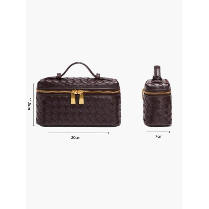 Women Handbag Woven Texture Zip Closure Top Handle