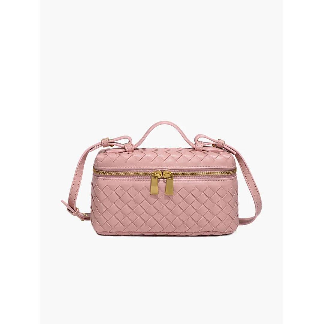 Women Handbag Woven Texture Zip Closure Top Handle