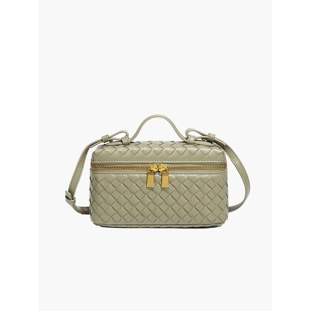 Women Handbag Woven Texture Zip Closure Top Handle