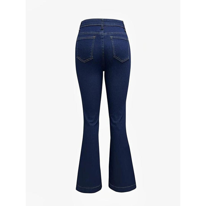 Women Jeans High Waist Buttoned Bell Bottom