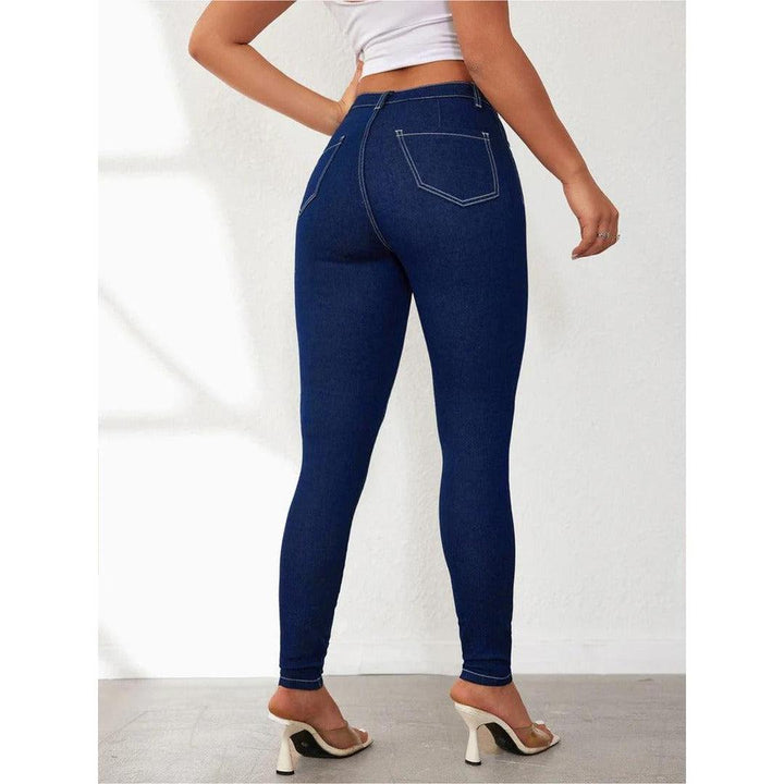 Women Jeans High Waist Solid Color