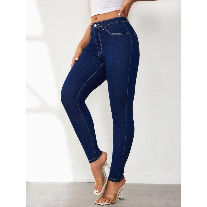 Women Jeans High Waist Solid Color
