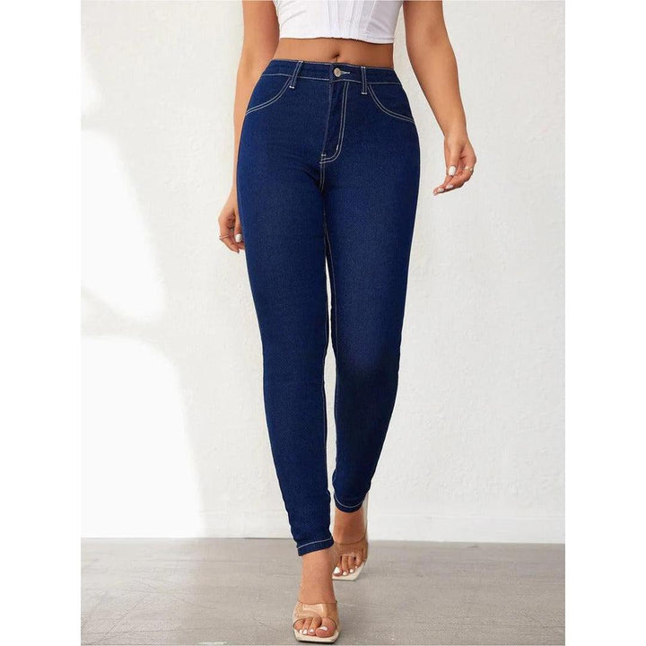 Women Jeans High Waist Solid Color