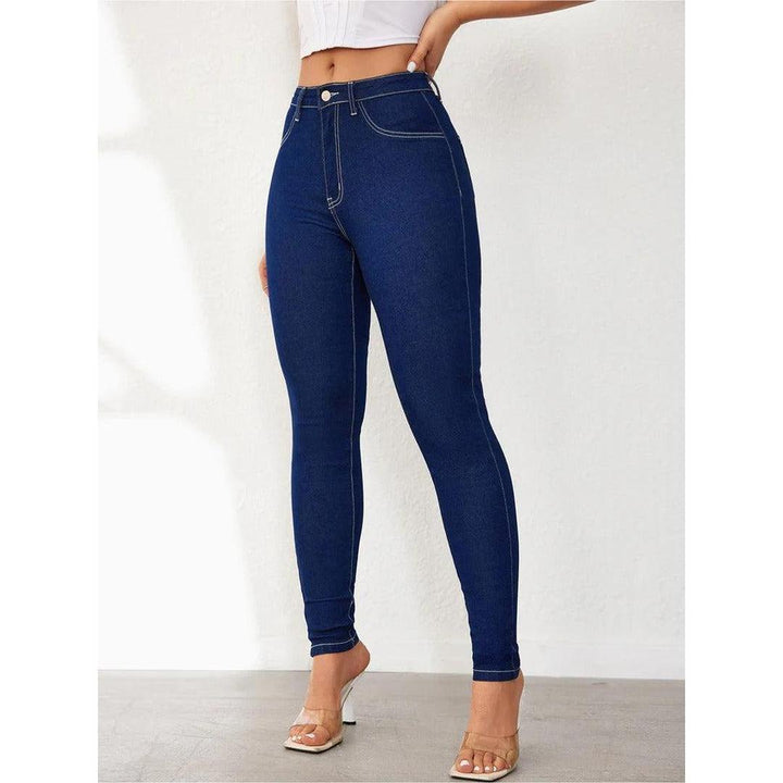 Women Jeans High Waist Solid Color