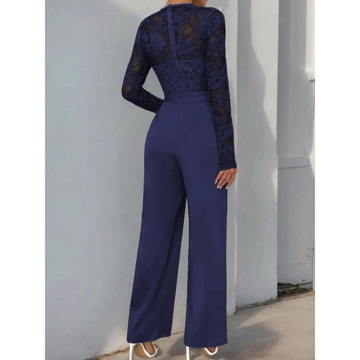 Women Jumpsuit Lace Long Sleeve Wide Leg