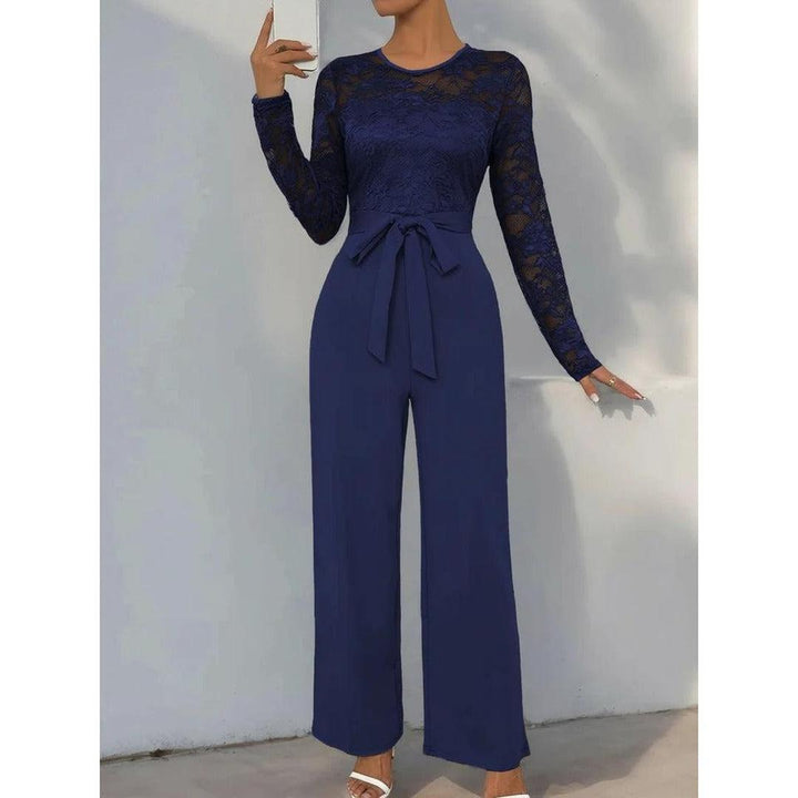 Women Jumpsuit Lace Long Sleeve Wide Leg
