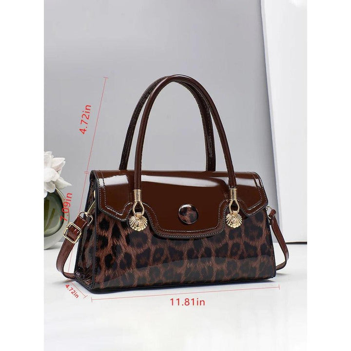 Women Leopard Print Structured Handbag Shoulder Crossbody Bag