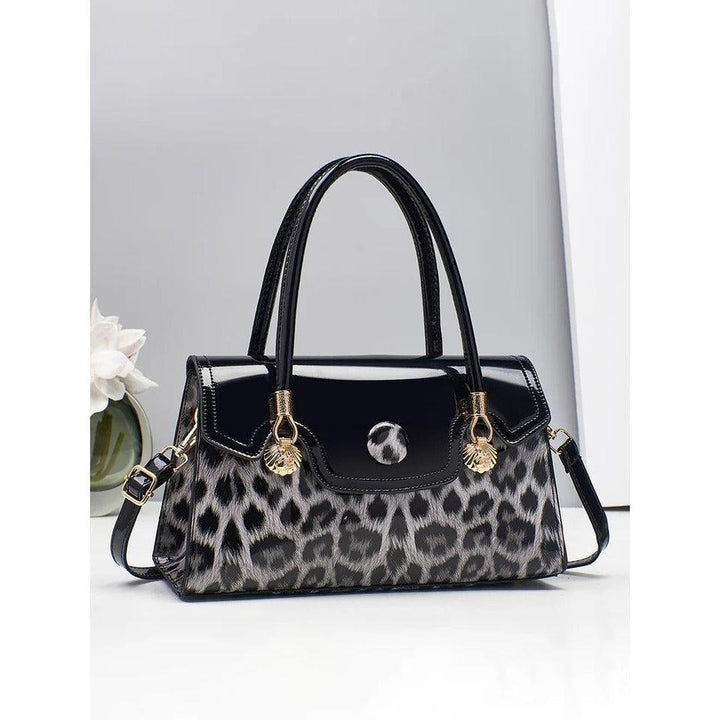 Women Leopard Print Structured Handbag Shoulder Crossbody Bag