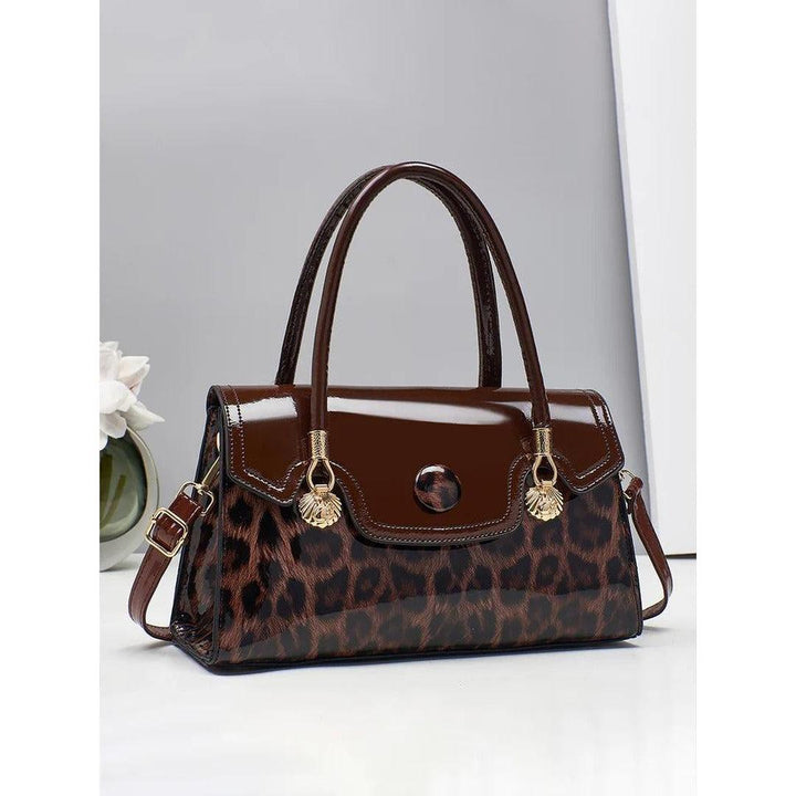 Women Leopard Print Structured Handbag Shoulder Crossbody Bag