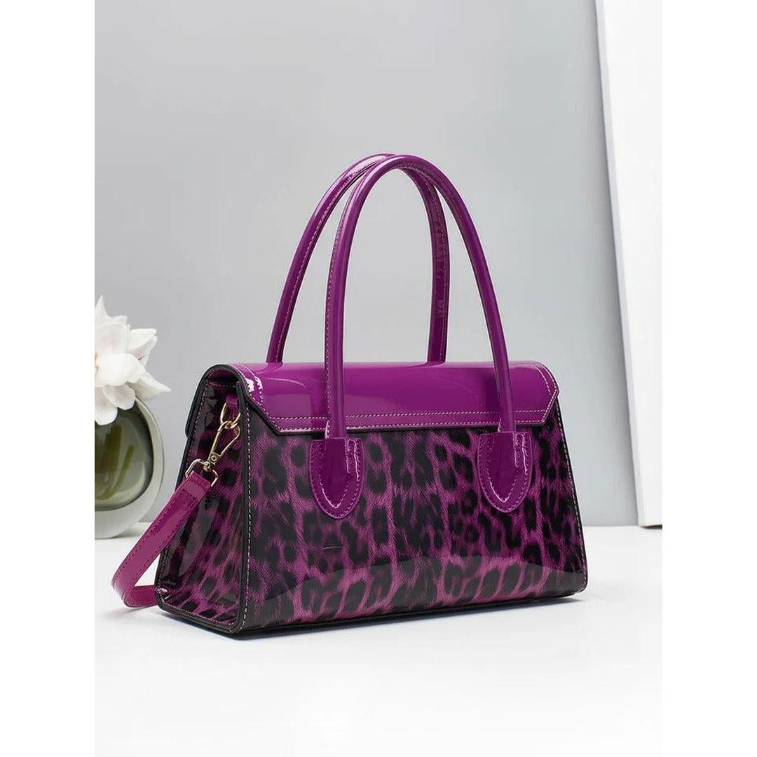 Women Leopard Print Structured Handbag Shoulder Crossbody Bag