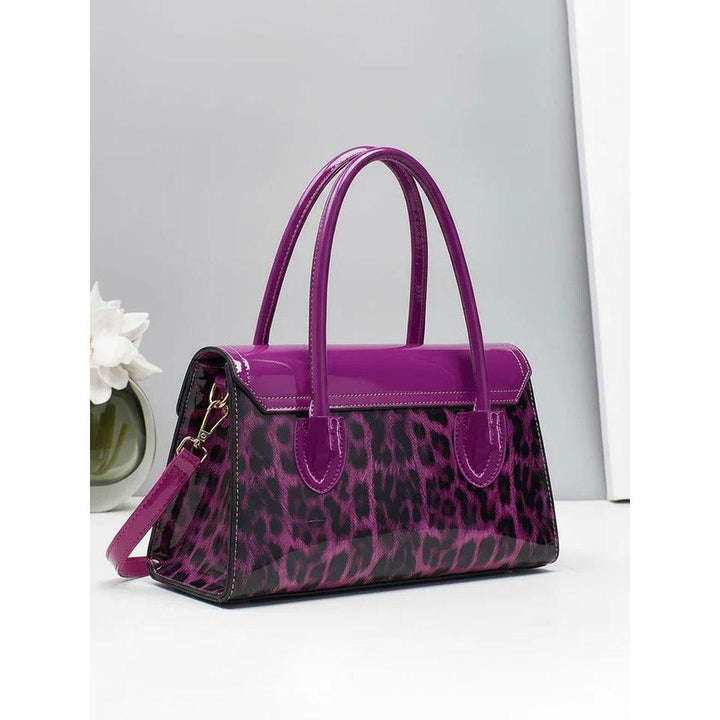 Women Leopard Print Structured Handbag Shoulder Crossbody Bag