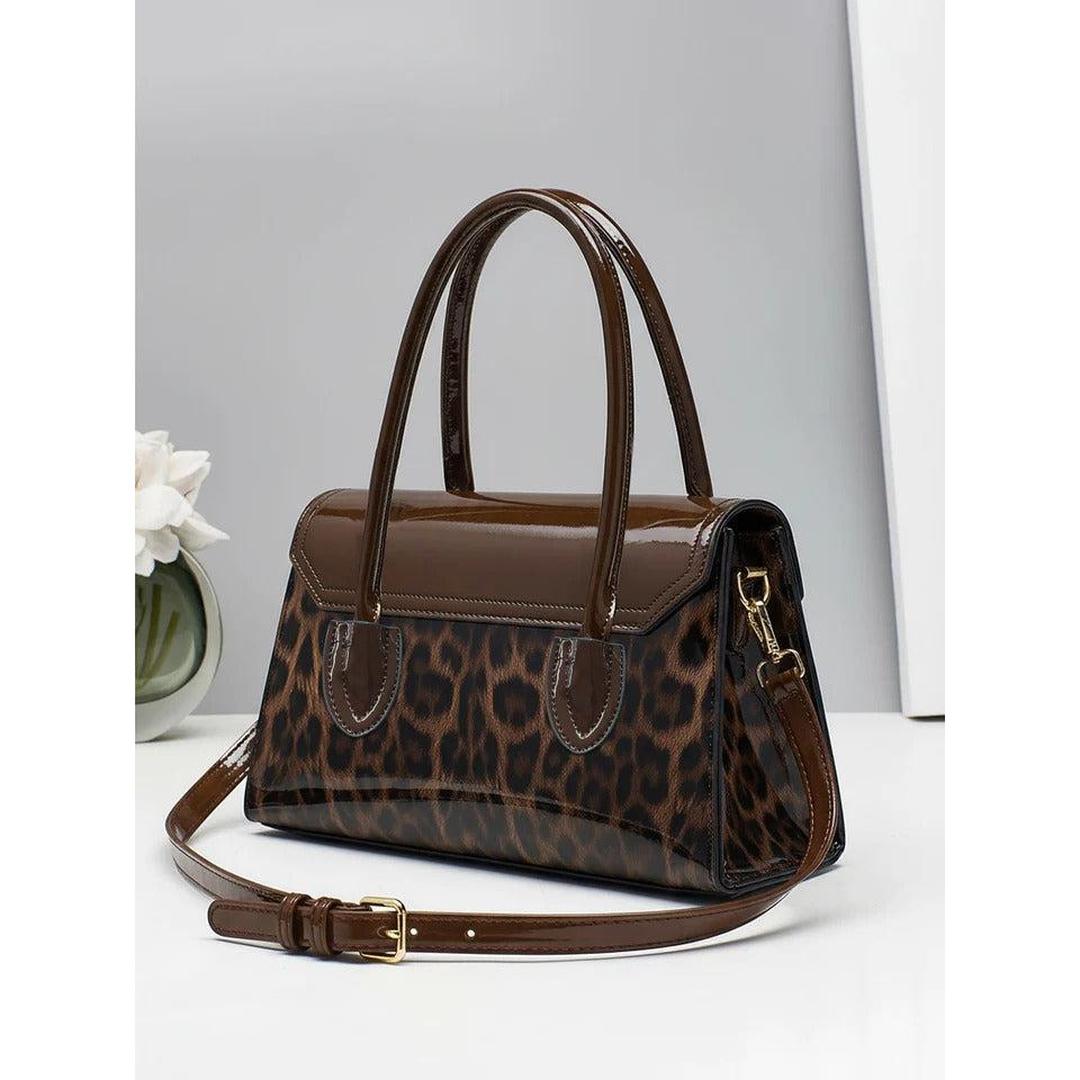 Women Leopard Print Structured Handbag Shoulder Crossbody Bag