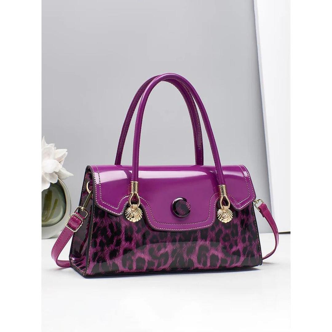 Women Leopard Print Structured Handbag Shoulder Crossbody Bag