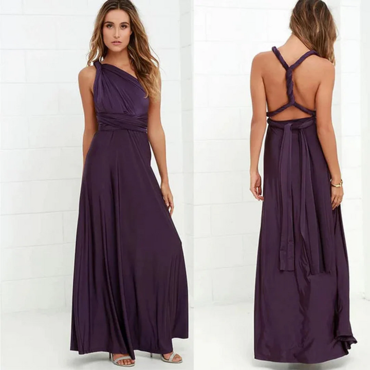 Women Maxi Dress Sleeveless Deep V Neck Cross Back