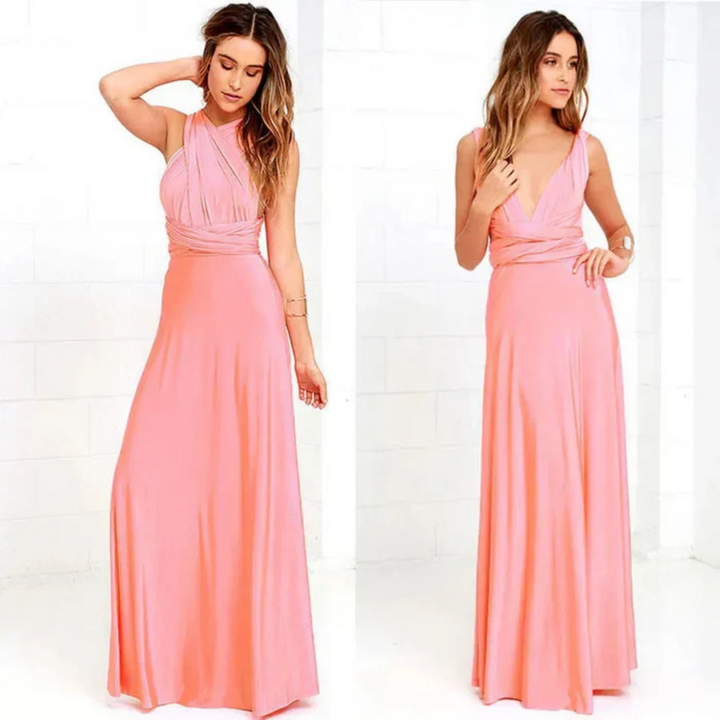 Women Maxi Dress Sleeveless Deep V Neck Cross Back