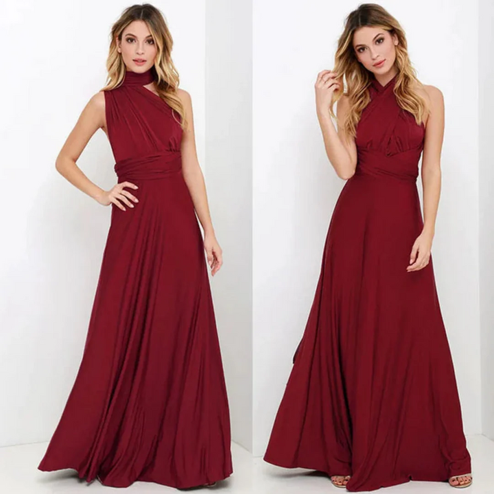 Women Maxi Dress Sleeveless Deep V Neck Cross Back