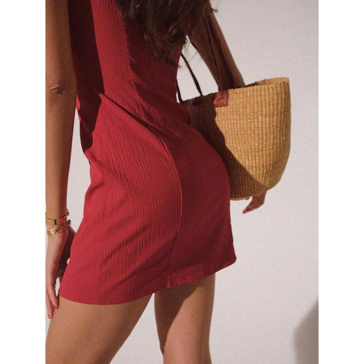Women Sleeveless V-Neck Mini Dress