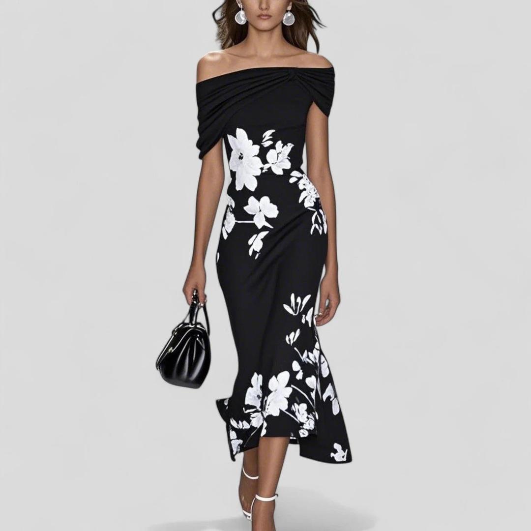 Women Off Shoulder Floral Midi Dress