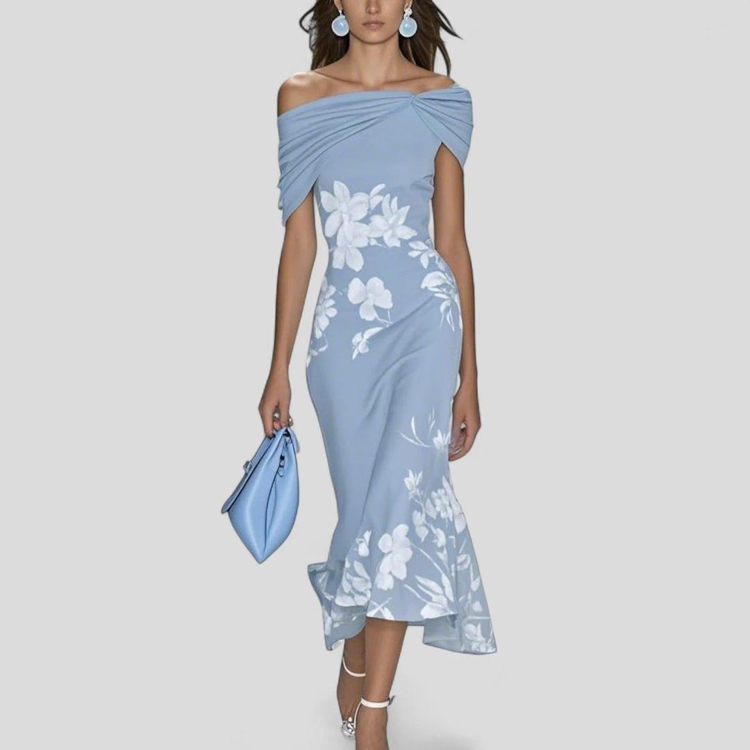 Women Off Shoulder Floral Midi Dress