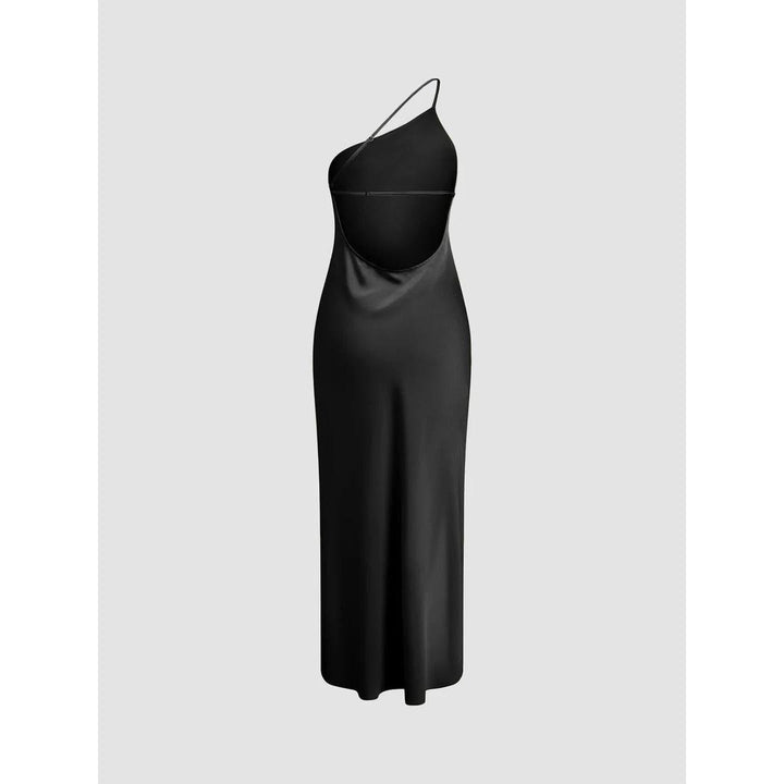 Women Open Back One Shoulder Slit Maxi Dress