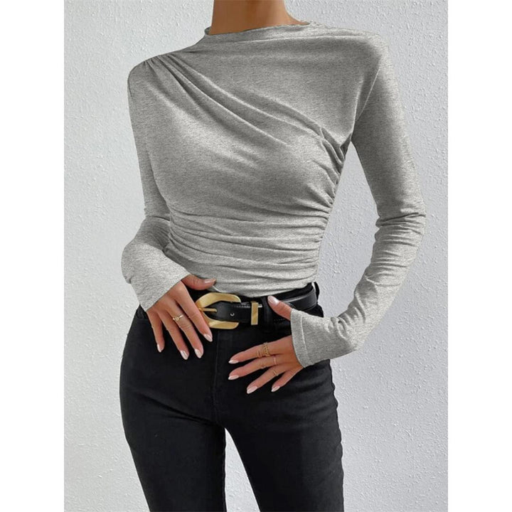 Women Ruched Long Sleeve Asymmetrical Top