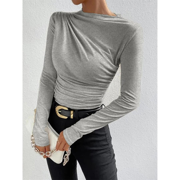 Women Ruched Long Sleeve Asymmetrical Top