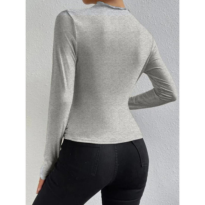 Women Ruched Long Sleeve Asymmetrical Top