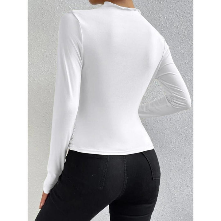 Women Ruched Long Sleeve Asymmetrical Top