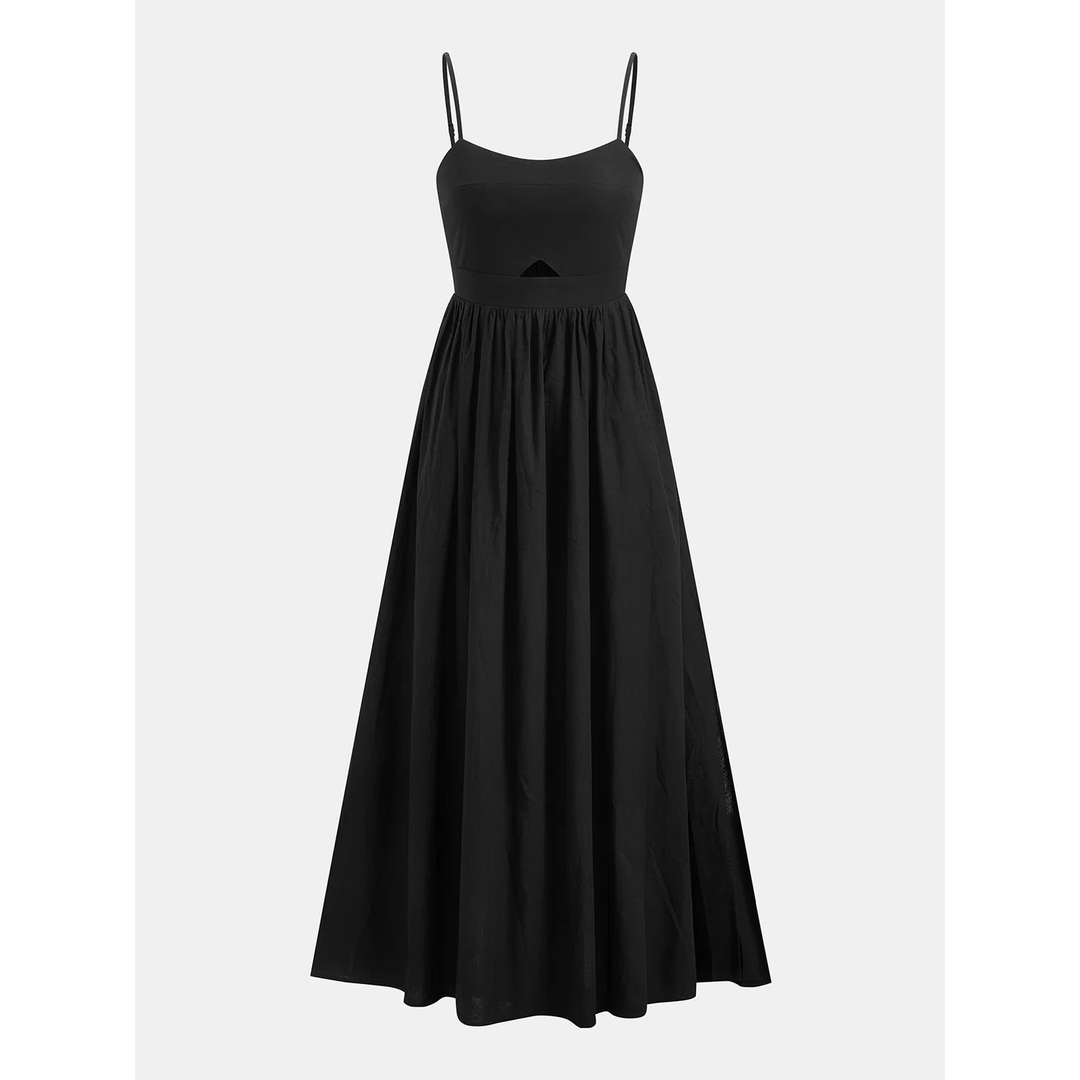 Women Sleeveless Cut-Out Maxi Dress With Pockets